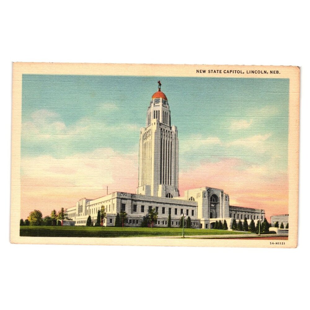 Vintage Postcard New State Capitol Lincoln Nebraska Curteich Chicago Linen Art